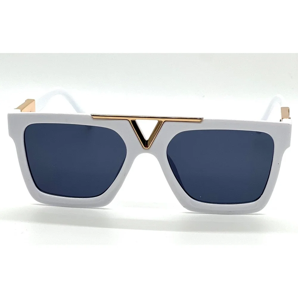 White Rectangular Sunglasses Womens Fashion Eyewear Celebrity Style Lentes Mujer